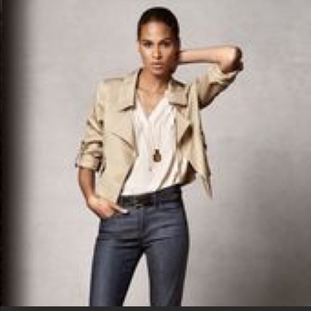 Ann Taylor Asymmetrical Tan Jacket M